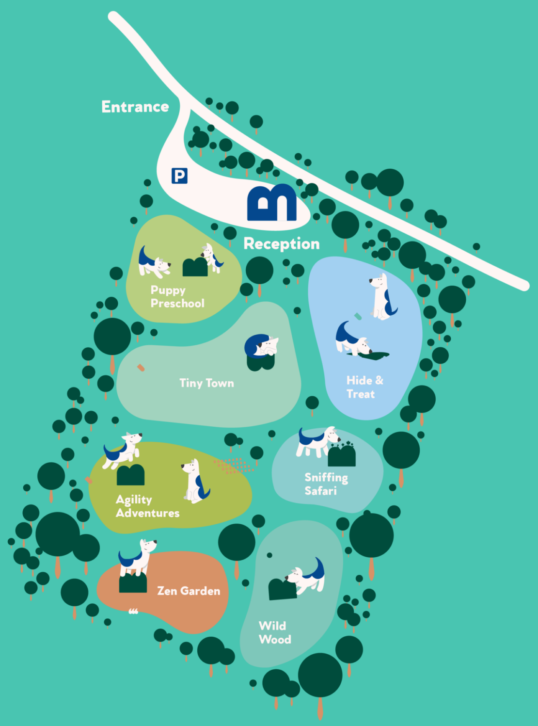 Cobham doggy day care centre map