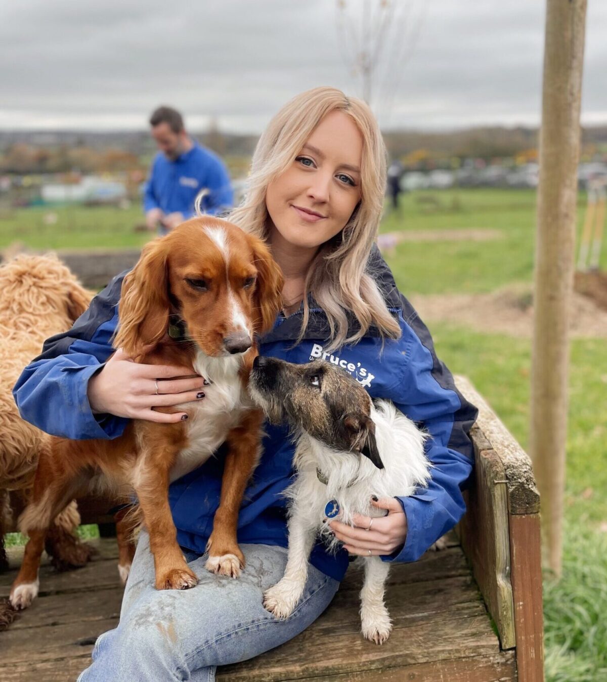 Bruce's carer with dogs